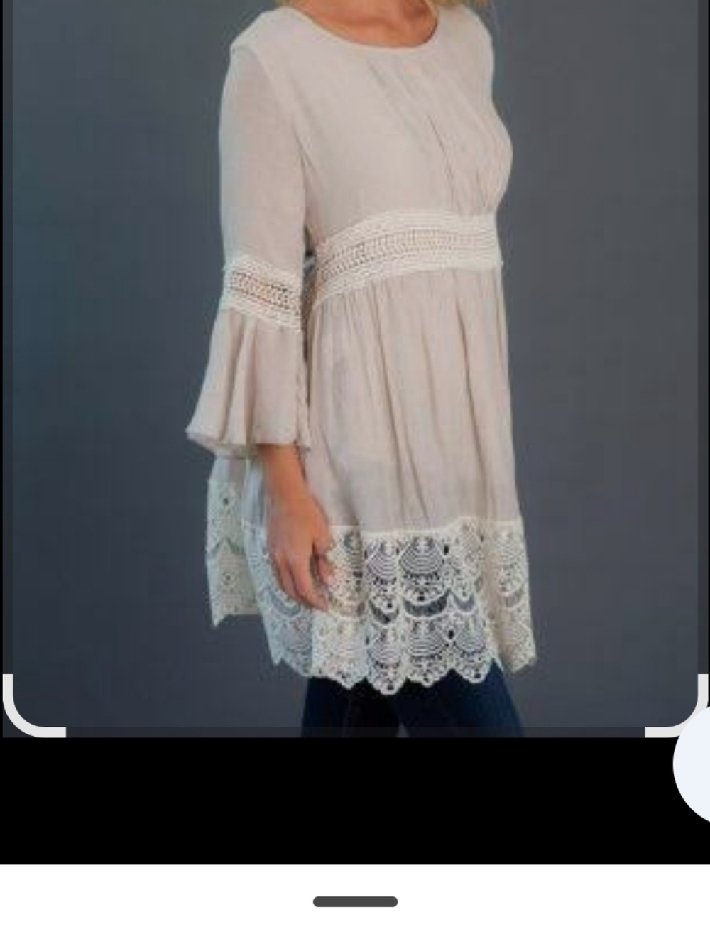 Boho Crochet-Detail Tunic Top - Cream